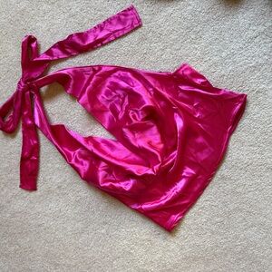 PLT HOT PINK Satin Halter Top NWT